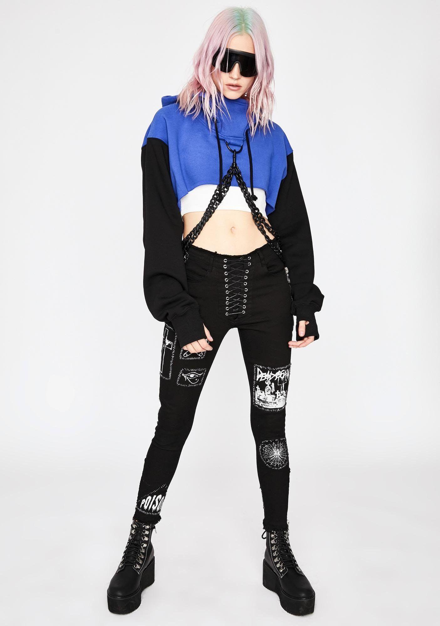 Chained and dangerous crop hoodie new arrivals