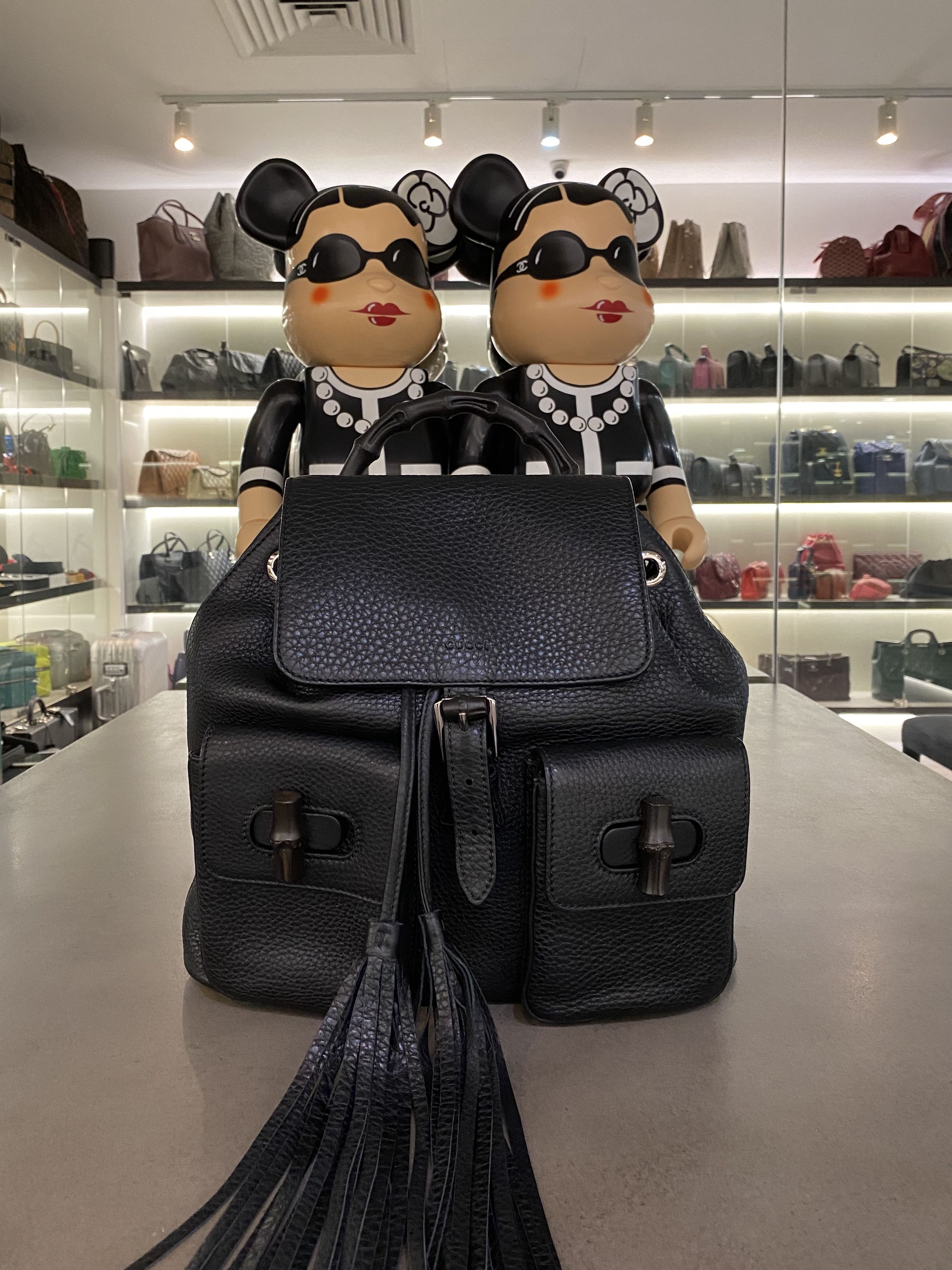 gucci backpack bamboo handle