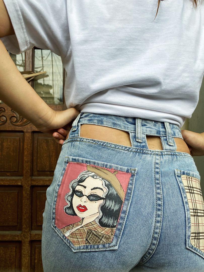 hand painted denim jeans