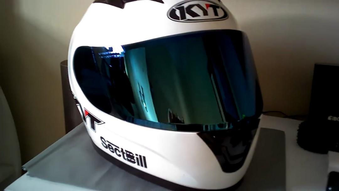 Helm KYT r10 white putih solid visor iridium Motor di Carousell