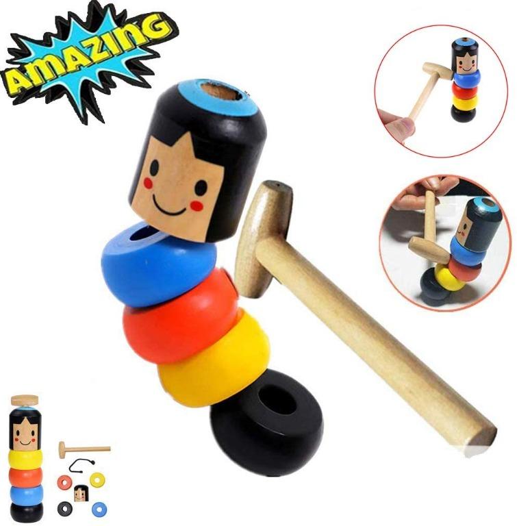 Unbreakable Immortal Darum Magic Stubborn Wood Man Funny Wooden Magic Game Toy 