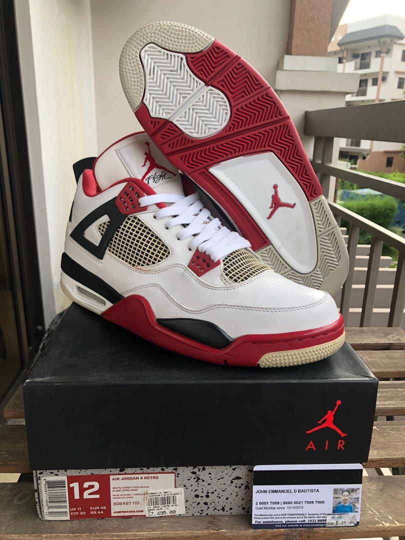 Jordan 4 fire red, Men's Fashion, Footwear, Sneakers on Carousell
