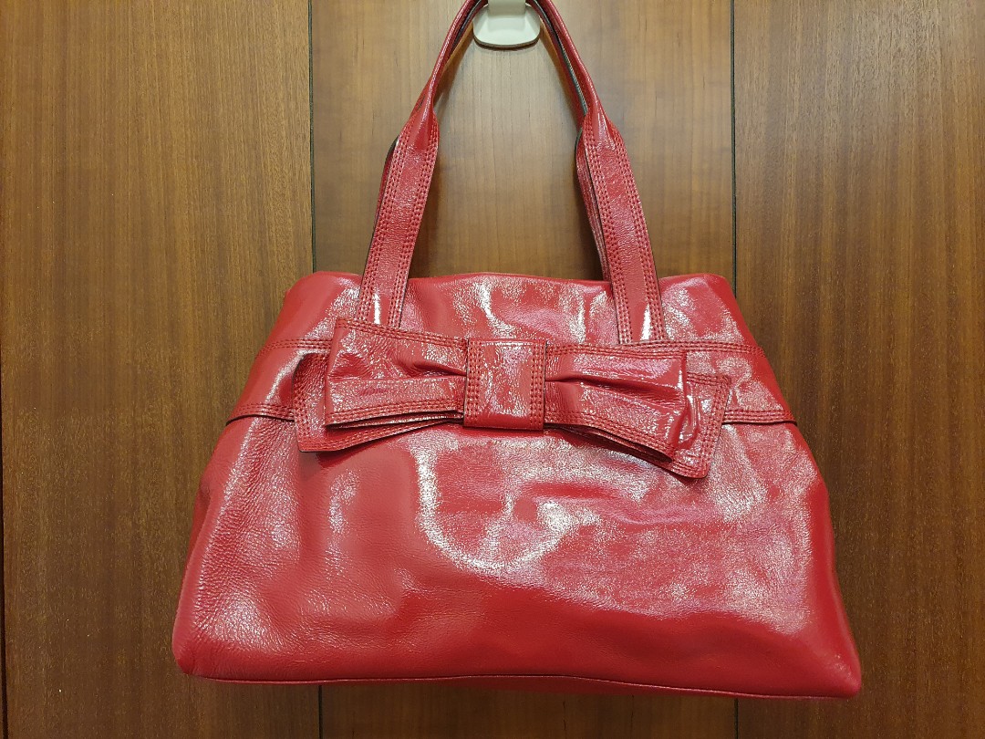 Kate Spade Bow Red Patent Leather Tote Bag