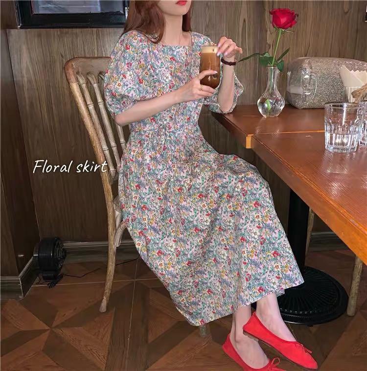 Korean floral maxi dress online