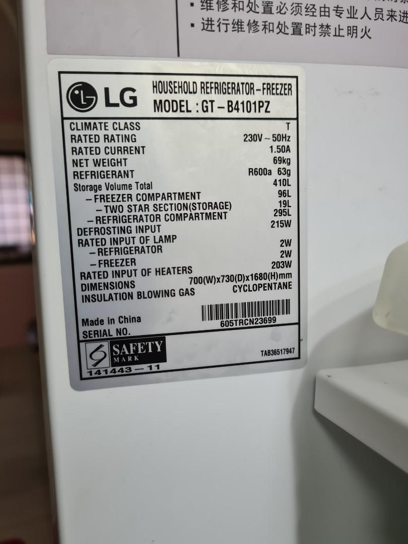LG Fridge Model GTB4101PZ, TV & Home Appliances, Kitchen Appliances
