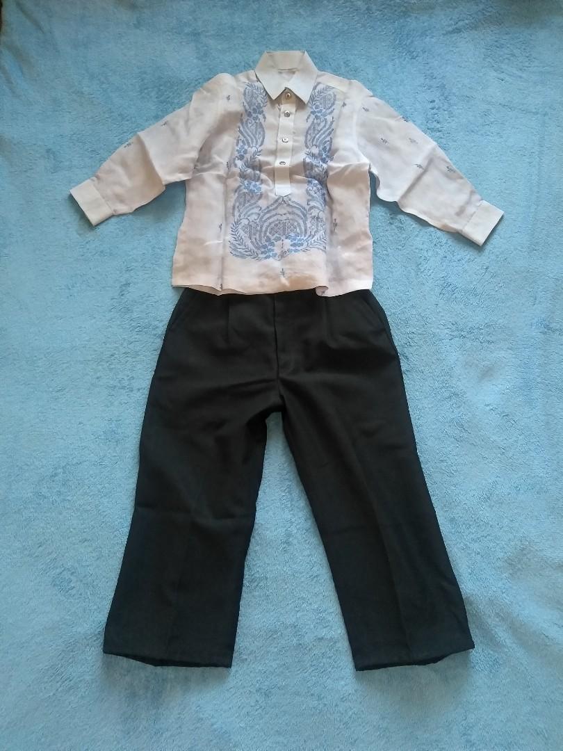 light blue with black pants