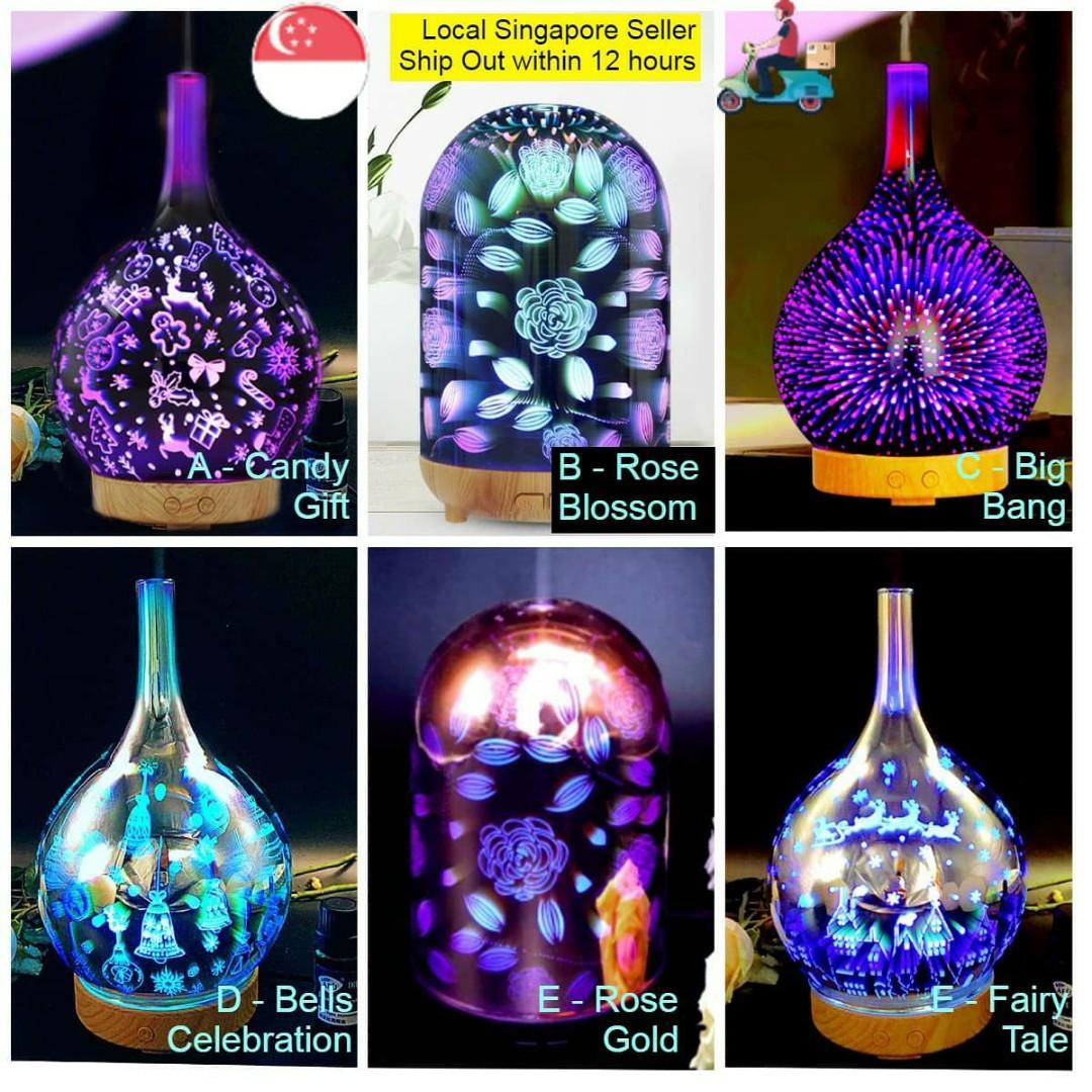 Luxury Hand Crafted 3d 7 Colour Led Glass Aromatherapy Essential Oil Humidifier Diffuser Home Appliances Cooling Air Care On Carousell