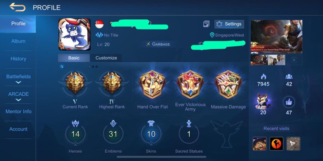 Mobile Legends Account ML MLBB Legend Mythic Smurf Acc ...