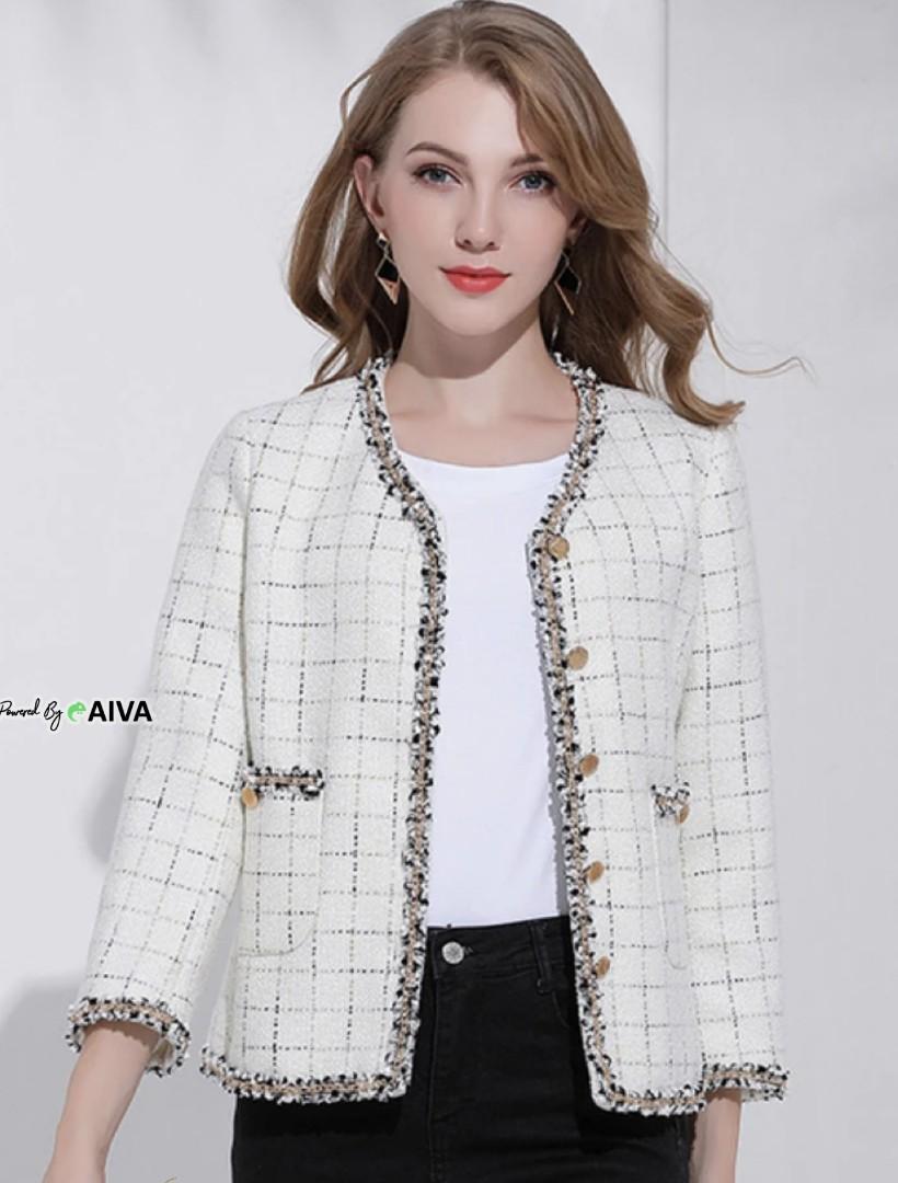 womens chanel style tweed jacket