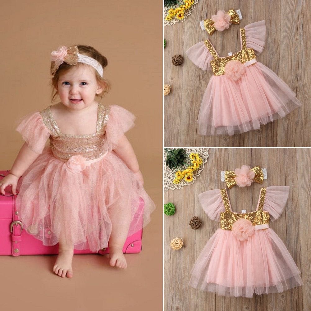 Pink and gold infant dress sales