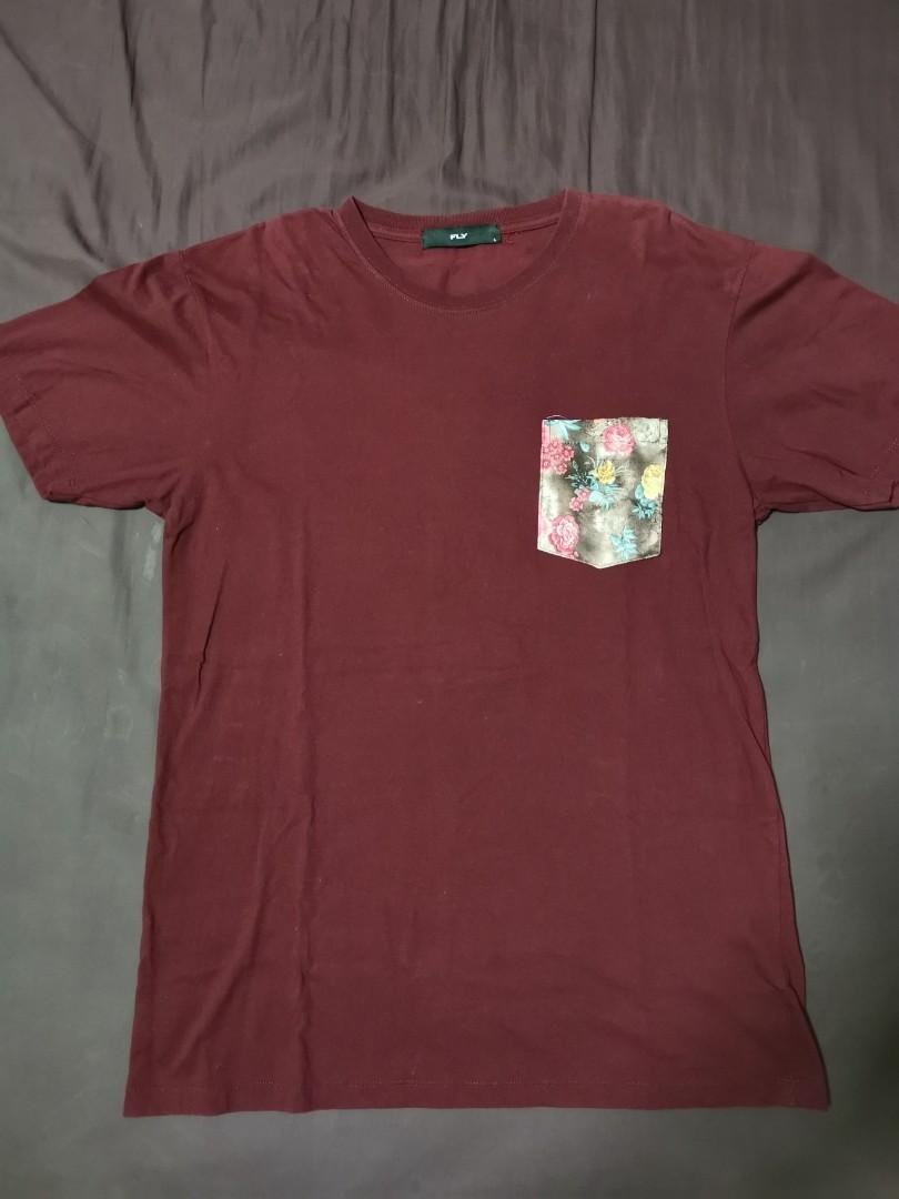 Plain Flower Pocket Tee (Red/Maroon 