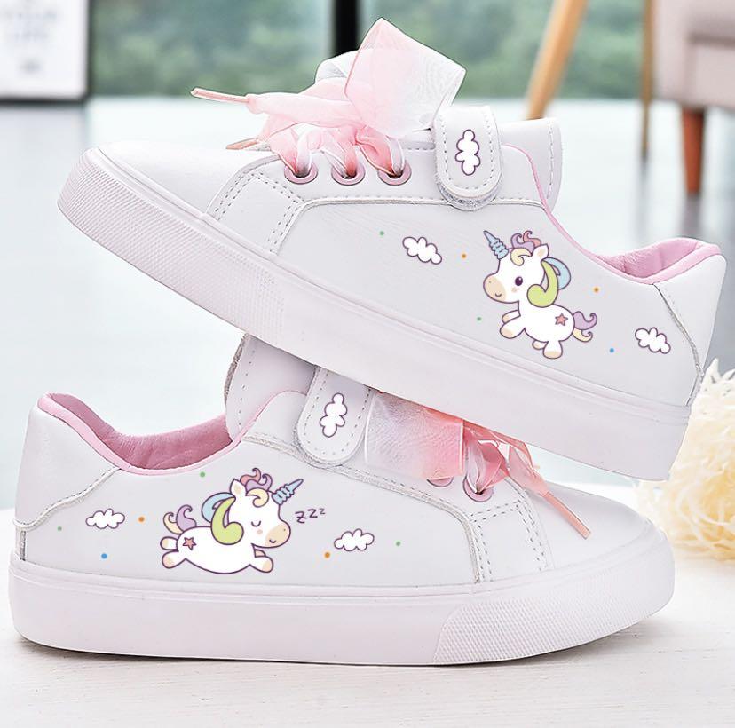 PREORDER children girl unicorn ribbon velcro shoe Babies Kids