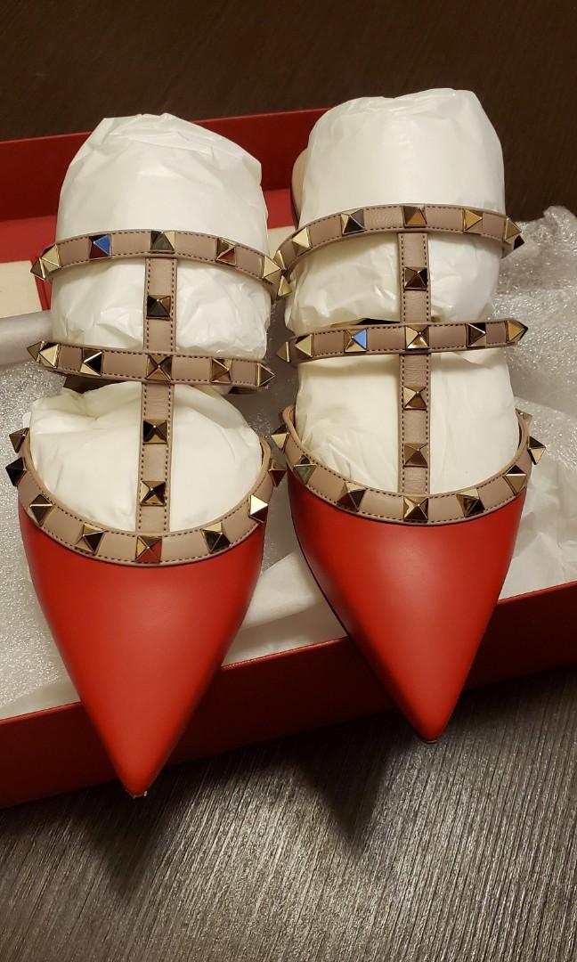 valentino rockstud flats red
