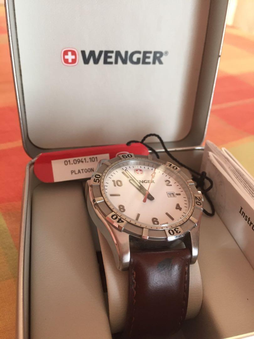 Wenger Swiss Watch platoon leather strap Men s Fashion Watches