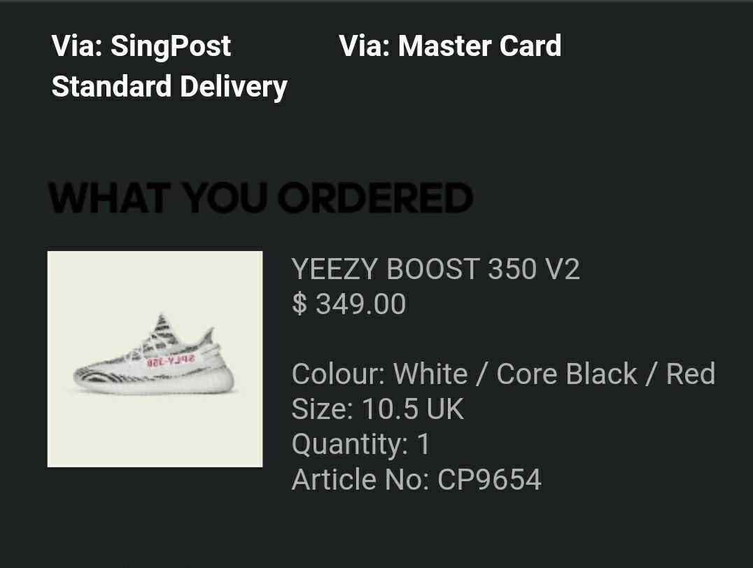 Yeezy zebra receipt on sale