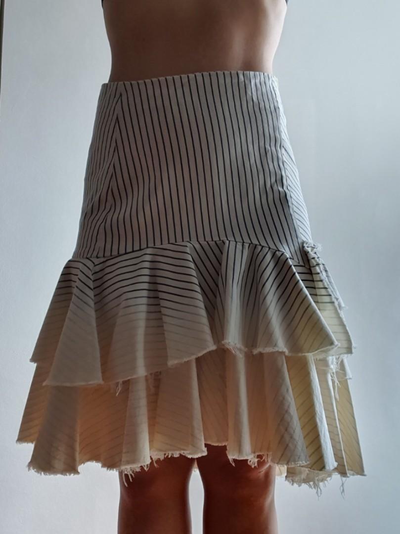 Denim ruffle on sale skirt zara