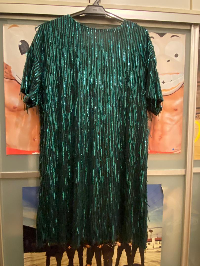 zara green sequin dress