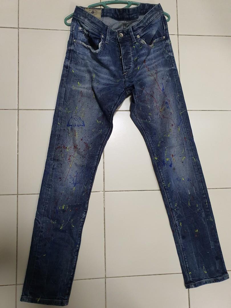 Zara paint splash jeans top