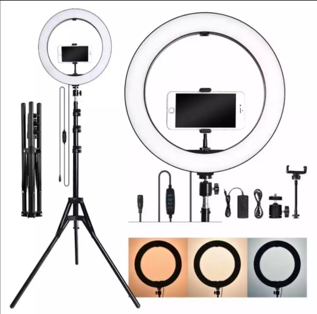 40cm Big Selfie Ring Light with Tripod Stand for Live Stream-LED Ring Light Phone Holder Dimmable Makeup Light, Photography, Photography Accessories, & Studio Equipment on Carousell