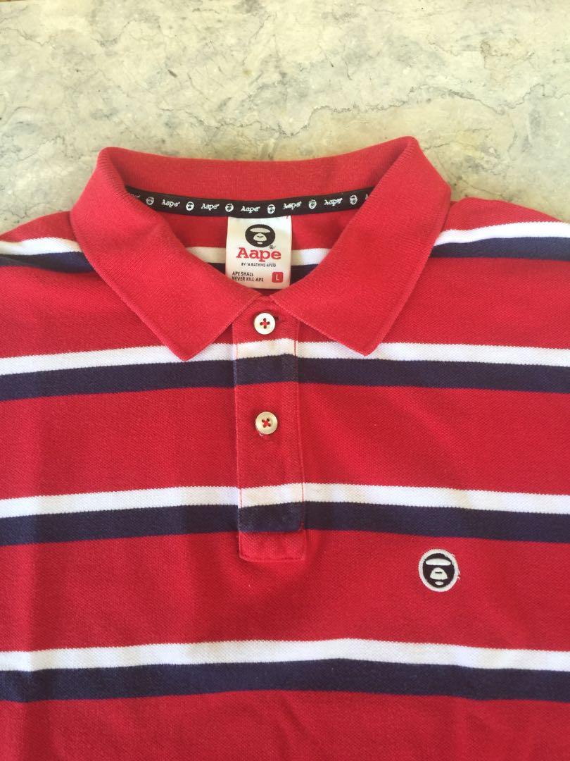 Aape By A Bathing Ape Red Polo Shirt Size L Men S Fashion