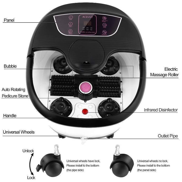 ACEVIVI Foot Spa Bath Massager with Heat and Massage and Bubble Jets, Motorized Shiatsu Massage