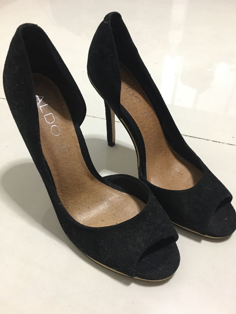 aldo black suede heels