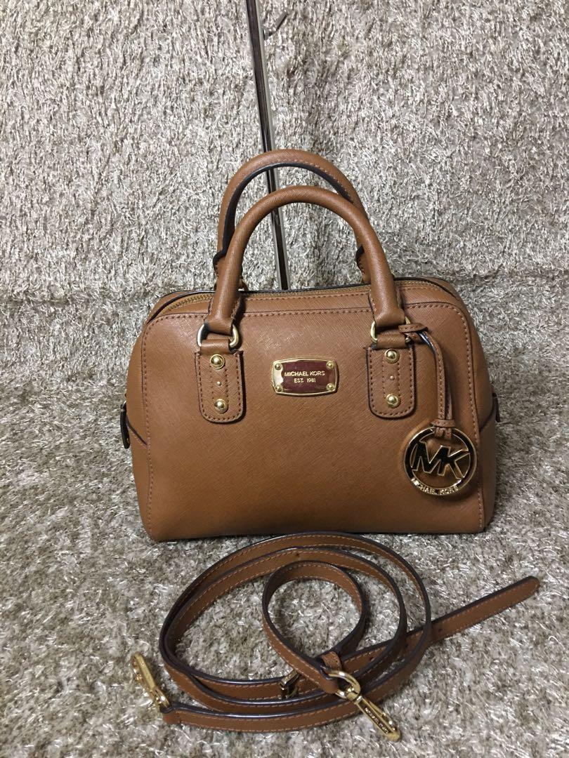 Authentic/Original Michael Kors brown saffiano small satchel crossbody bag  purse handbag, Luxury, Bags & Wallets on Carousell