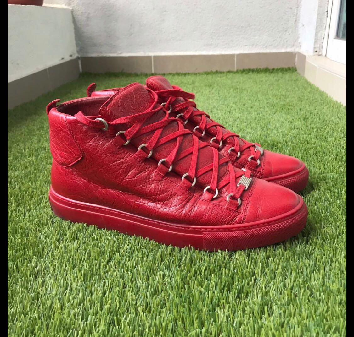Arena leather high trainers Balenciaga Red size 41 EU in Leather  17871500