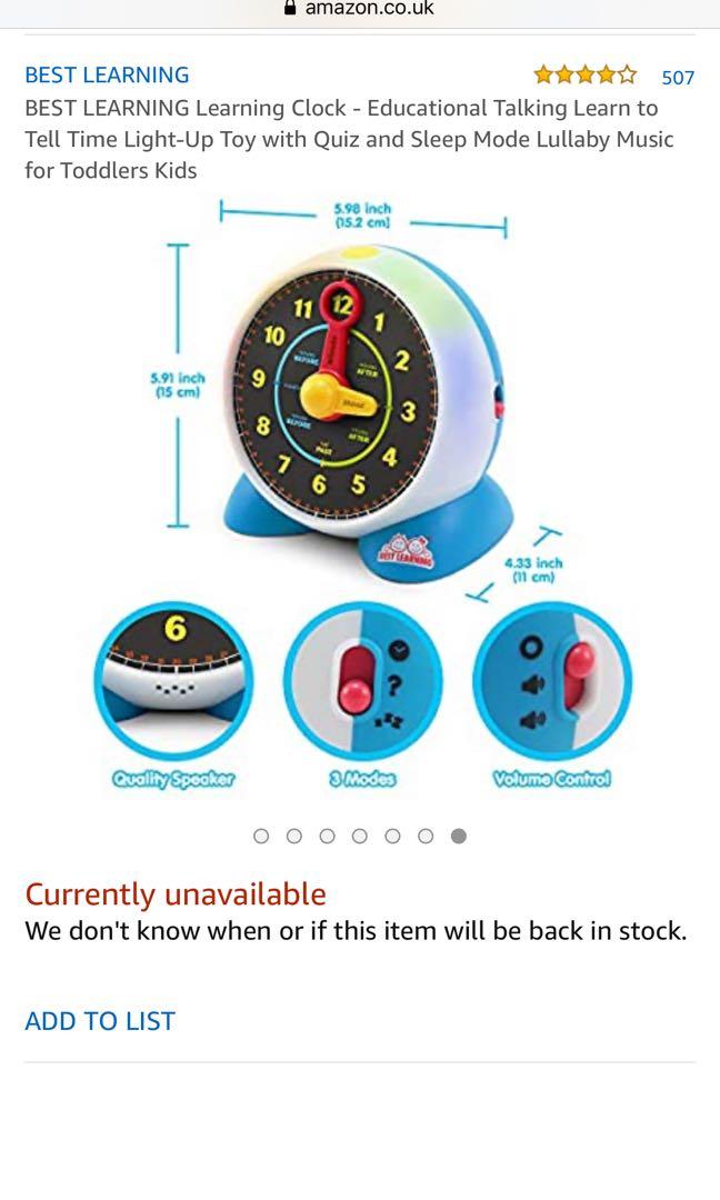 BEST LEARNING Learning Clock Educational Talking Learn to Tell Time