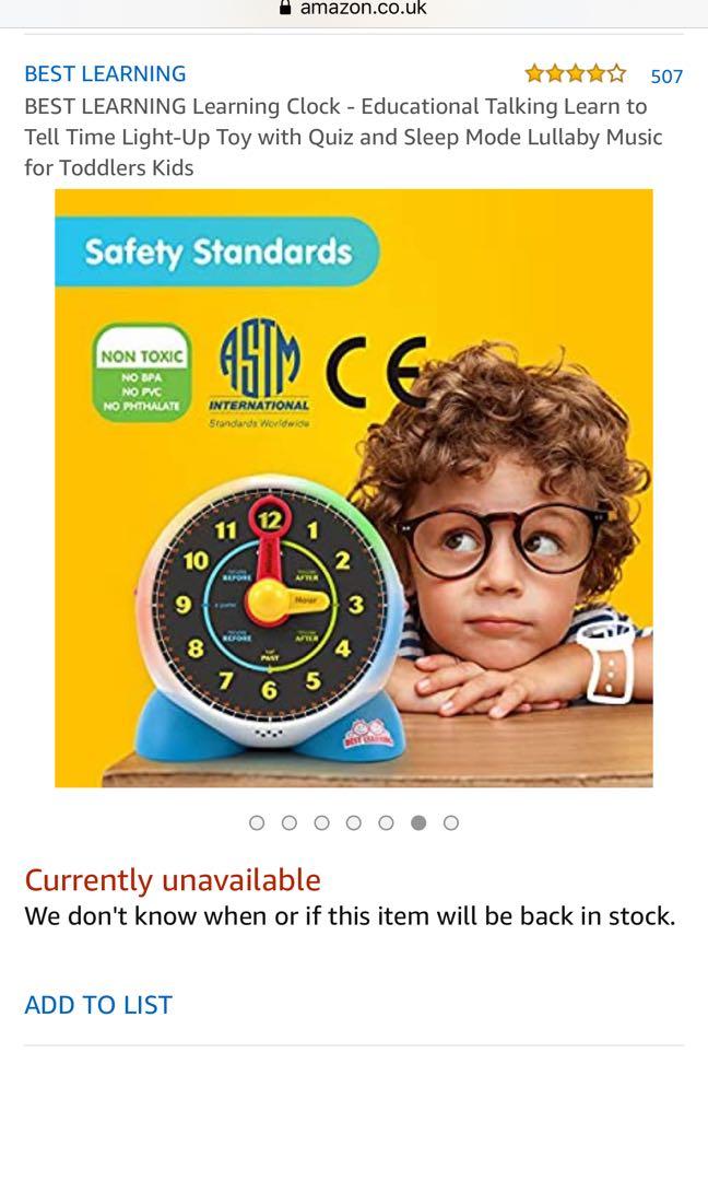 BEST LEARNING Learning Clock Educational Talking Learn to Tell Time