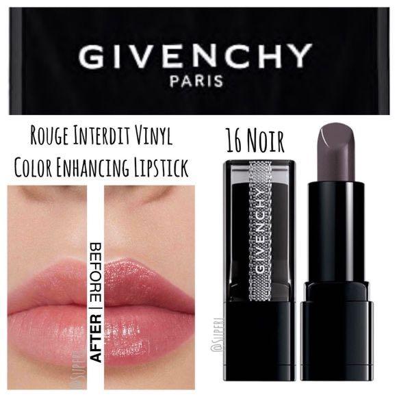 BNIB GIVENCHY Rouge Interdit Vinyl Color Enhancing Lipstick 16 Noir Revelateur, Beauty