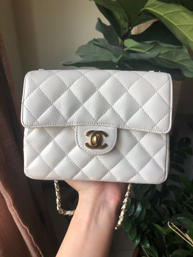 Chanel White Caviar Mini Square in 24K GHW, Women's Fashion, Bags &  Wallets, Shoulder Bags on Carousell