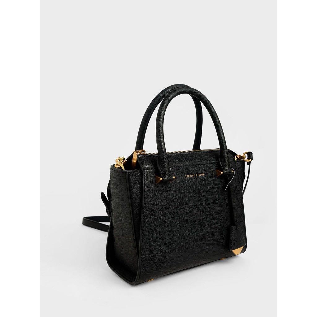 charles and keith black and white bag