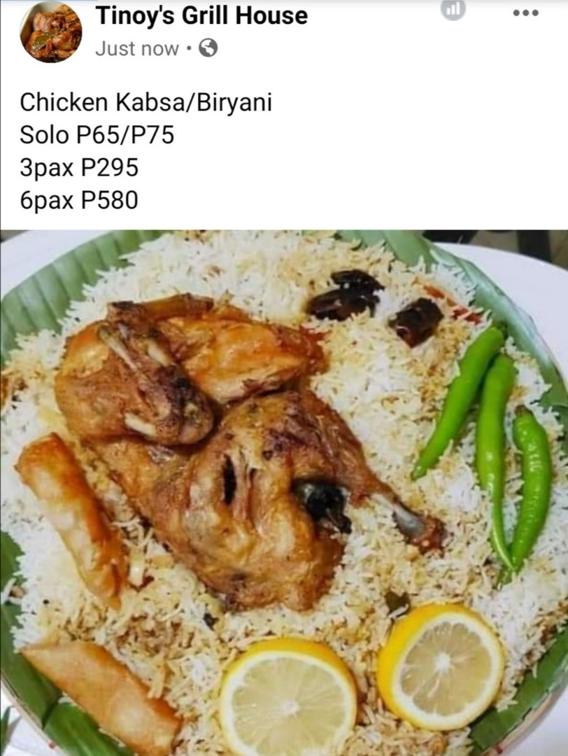 Chicken Kabsa Chicken Biryani Bilao Meal Pansit Sisig Health Beauty Perfumes Nail Care Others On Carousell Contohnya nasi mandhi, nasi biryani, kabsa dan masih banyak lagi yang lainnya. chicken kabsa chicken biryani bilao meal pansit sisig