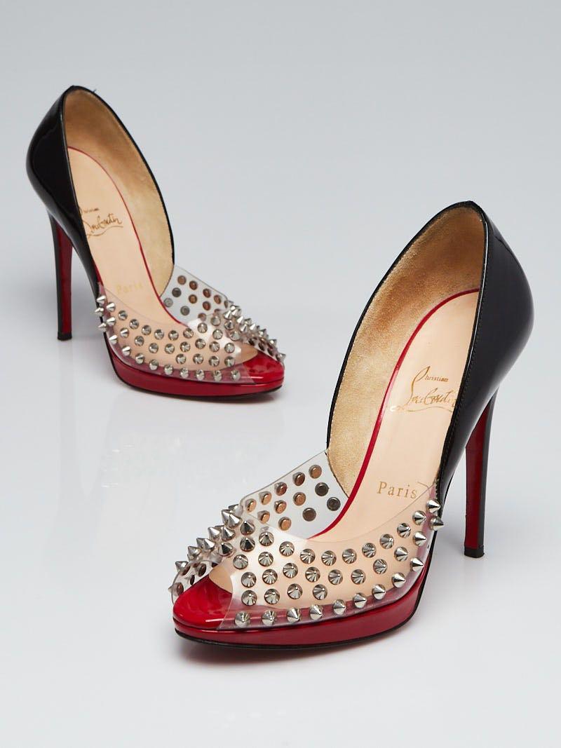 REPRICED!!Christian Louboutin Black Patent Engin Spike Fashion, Heels on