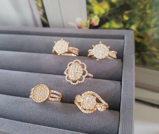 Cincin emas mewah model terbaru diamond look terima jual kembali emas 22  karat ya