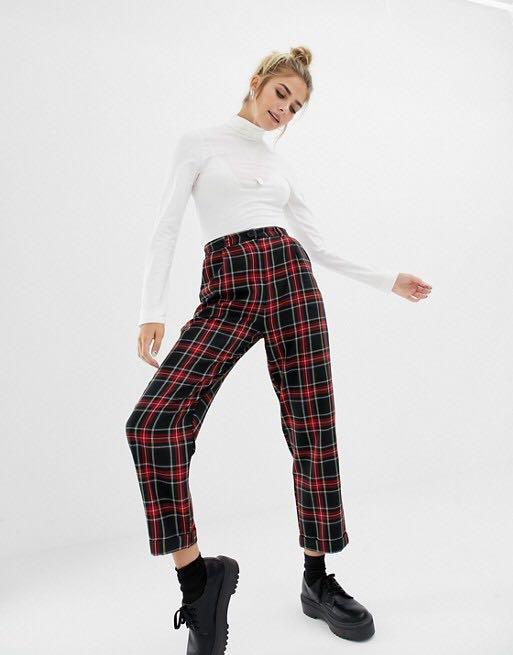 Tartan cheap trousers petite