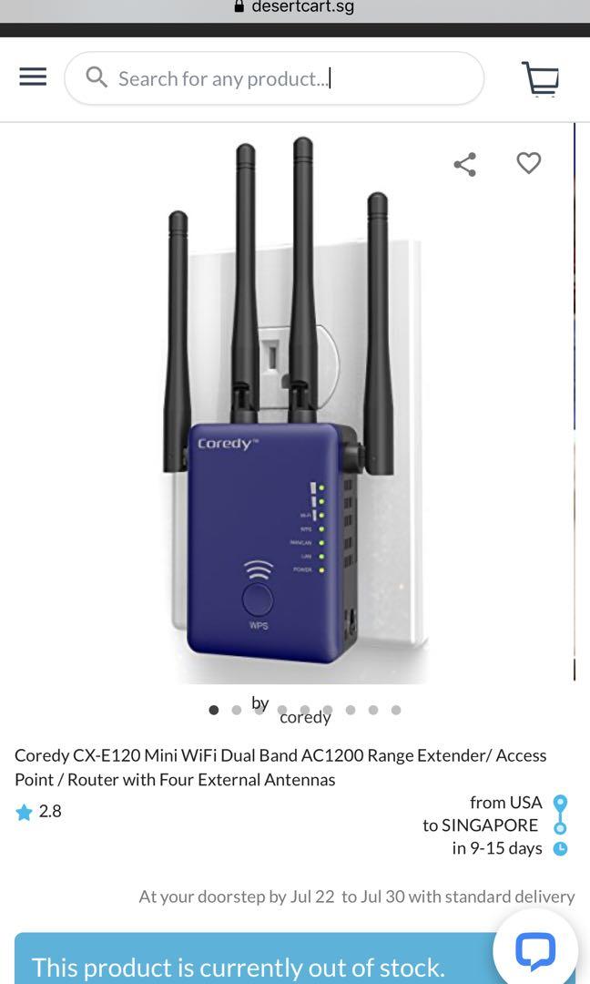 Coredy Ac1200 Dual Band Mini Wifi Range Extender Wireless Repeater Wi Fi Signal Booster With 2 Ethernet Port Smart Led Indicator 802 11ac 5ghz 867mbps 300mbps 2 4ghz Internet Booster Electronics Others On Carousell