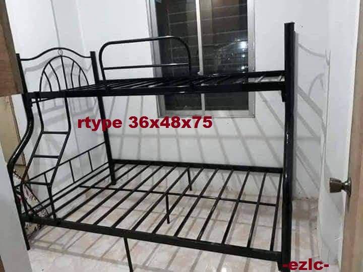 double deck bunkbed (Category: Bed Frames & Mattresses) located in Manila. Submitted by zhellesperas (Listing ID 1019577849, Image 3). Description: double deck tubing rtype style..semi double up en double down.size 36x48x75,good quality and heavy duty.black color only....we accept bulk orders and ready for delivery....
