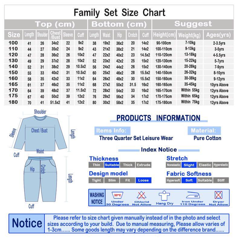 Family Set Cottom Leisure Wear Boy Girls Adult Pajamas Young Lady ...