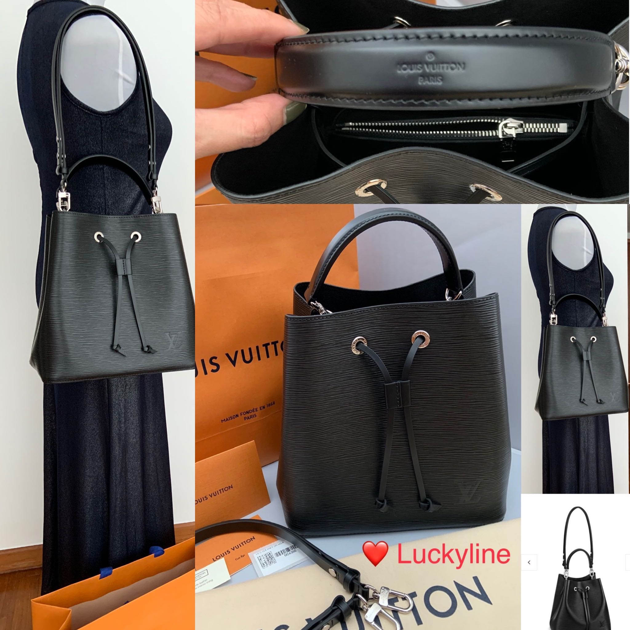 Reserved‼️)AUTHENTIC 💖Super Rare & Very Hard to Get 💖Bnib Louis Vuitton Neo  Noe Monogram Canvas with Noir Leather , Luxury, Bags & Wallets on Carousell