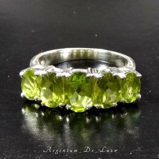 Genuine Unheated Green Peridot Ring "7.5 Size 925 Sterling Silver