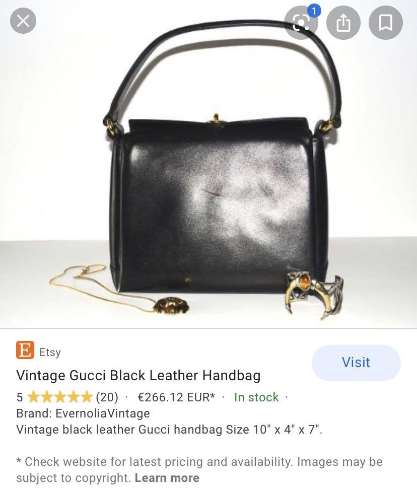 Vintage gucci sales black leather handbag