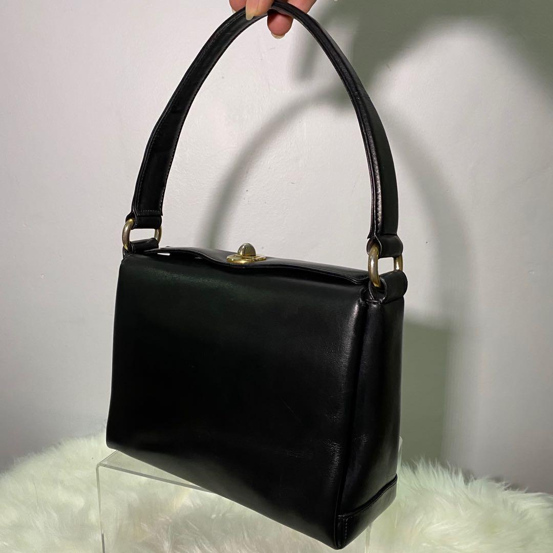 vintage black leather gucci purse