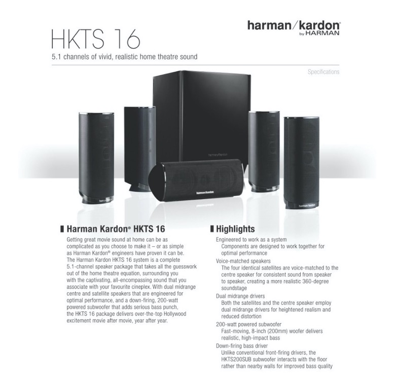 Harman kardon hkts 16 specs sales