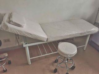 Heavy Duty 2IN1 Facial Bed and Massage Bed with Stool COLOR: WHITE also available Facial Machine, RF Machine, IPL Machine