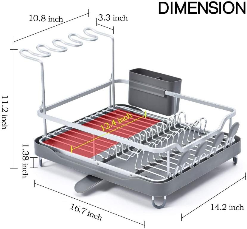 KINGRACK Expandable Dish Drying Rack - Aluminium Foldable Dish