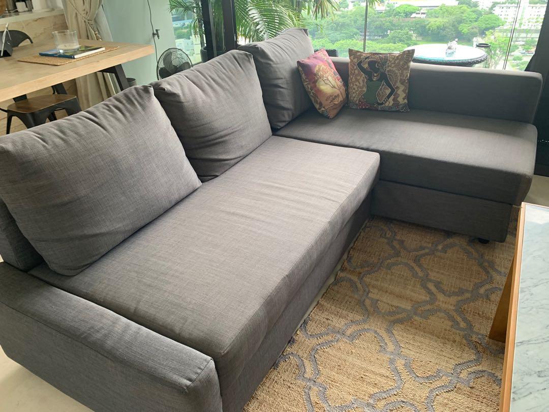 Friheten Corner Sofa Bed With Storage Hyllie Dark Gray Ikea