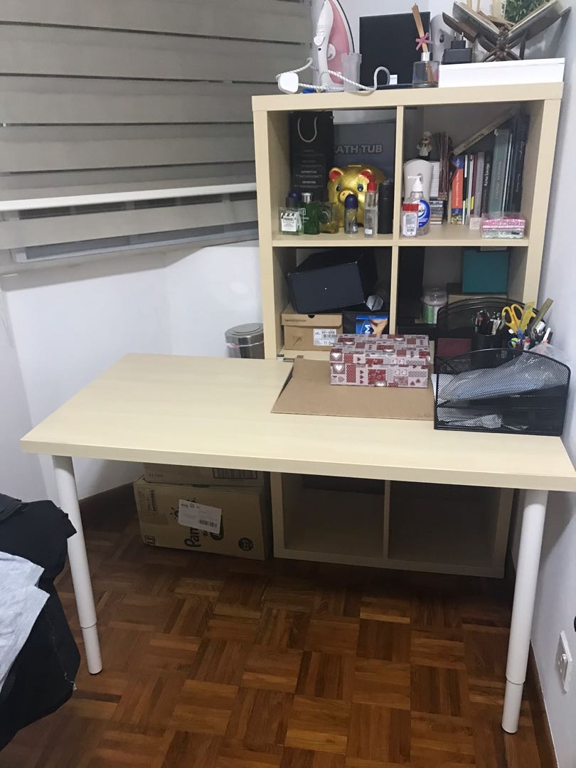IKEA Kallax Study table Desk Shelf Combination, Furniture & Home Living