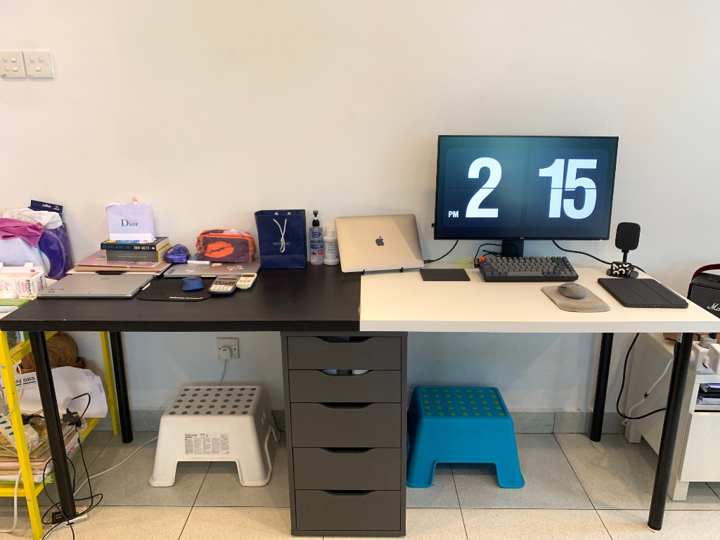 Ikea linnmon with top 2 alex drawers